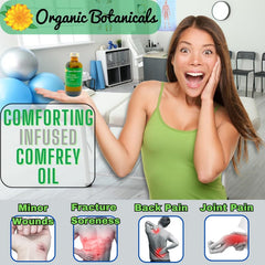 Organic Botanicals Comfrey Leaf Infused Oil application on skin for gentle, targeted massage