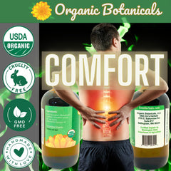 Organic Botanicals Comfrey Leaf Infused Oil texture closeup with earthy aroma