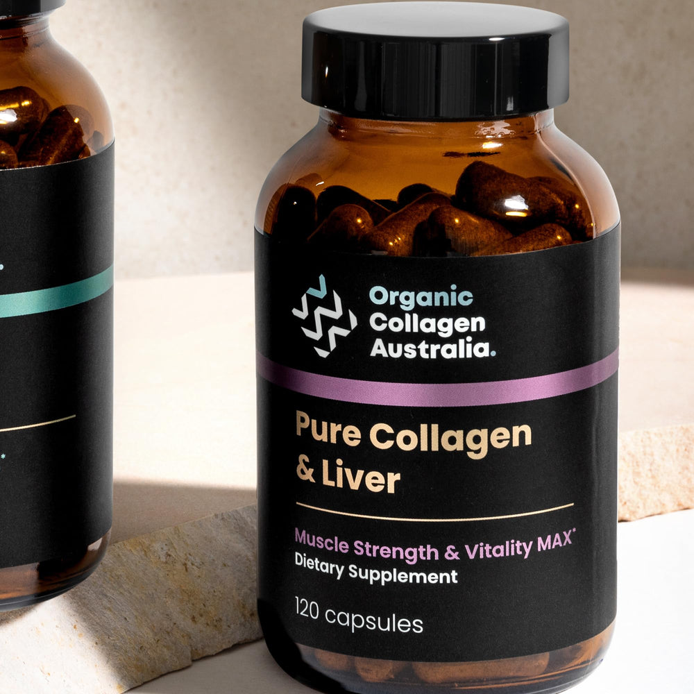 Organic Collagen Australia ingredients label highlights grass-fed sources and clean formulation.