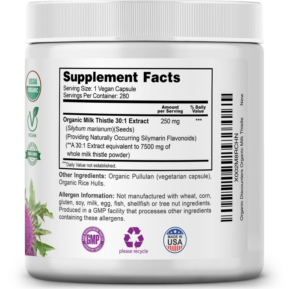 Product made in the USA: Organic Discounters Milk Thistle packaging