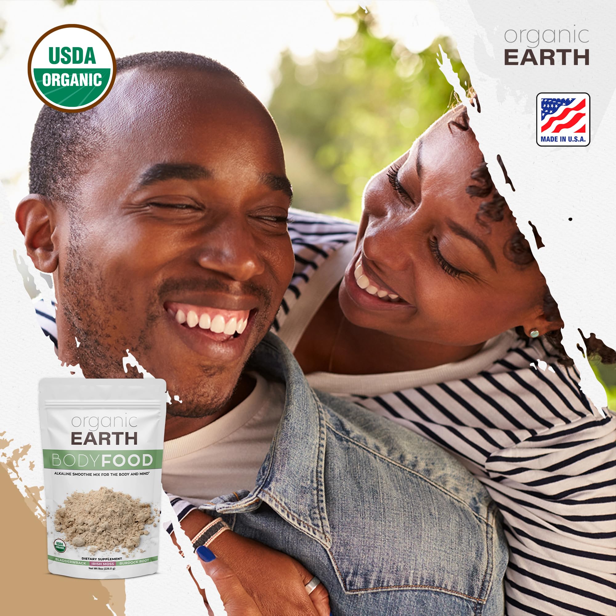 Organic Earth Sea Moss powder close-up reveals earthy texture and natural color.