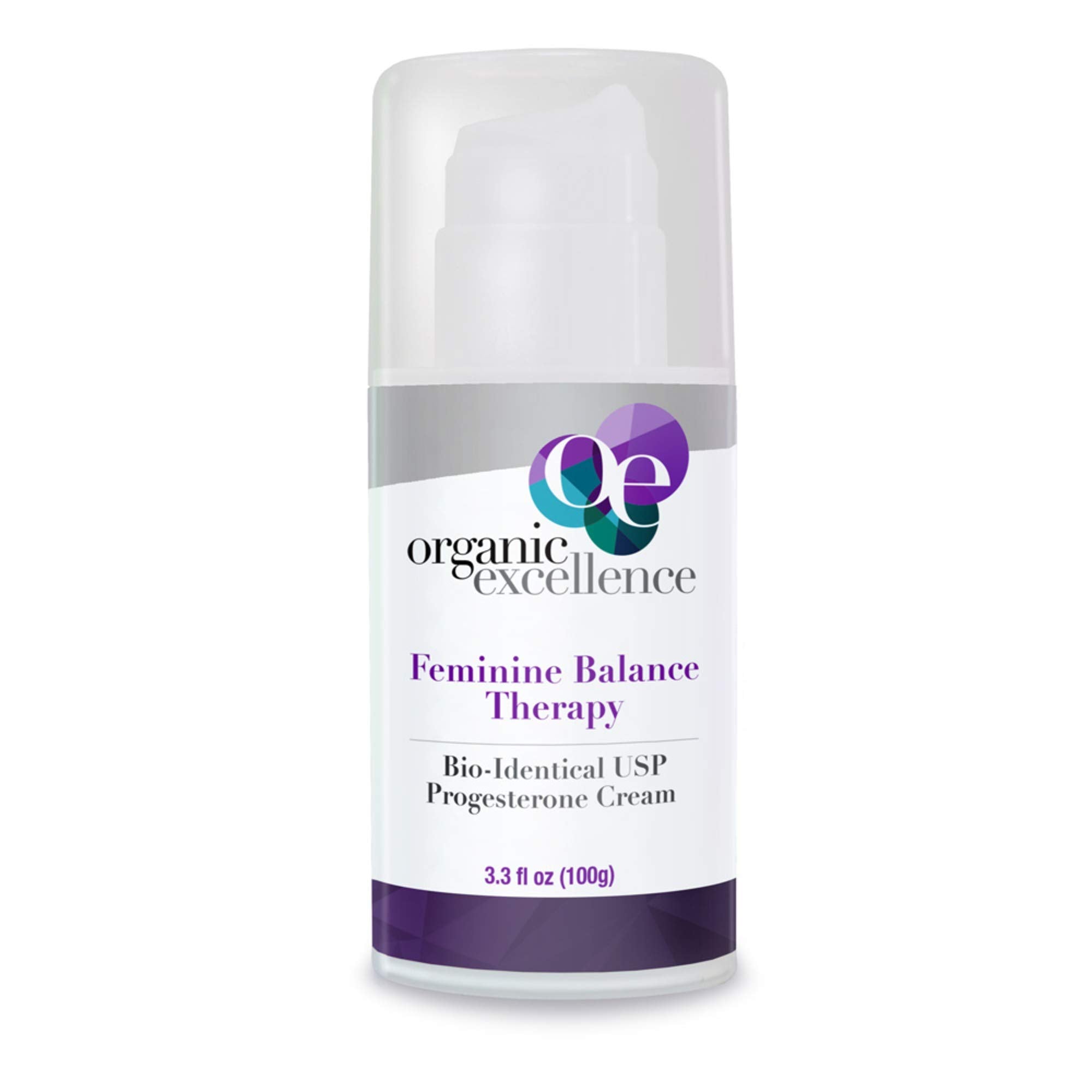 Organic Excellence Feminine Balance Cream bottle shown for daily self-care use