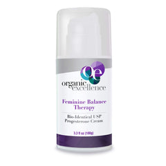 Organic Excellence Feminine Balance Cream bottle shown for daily self-care use