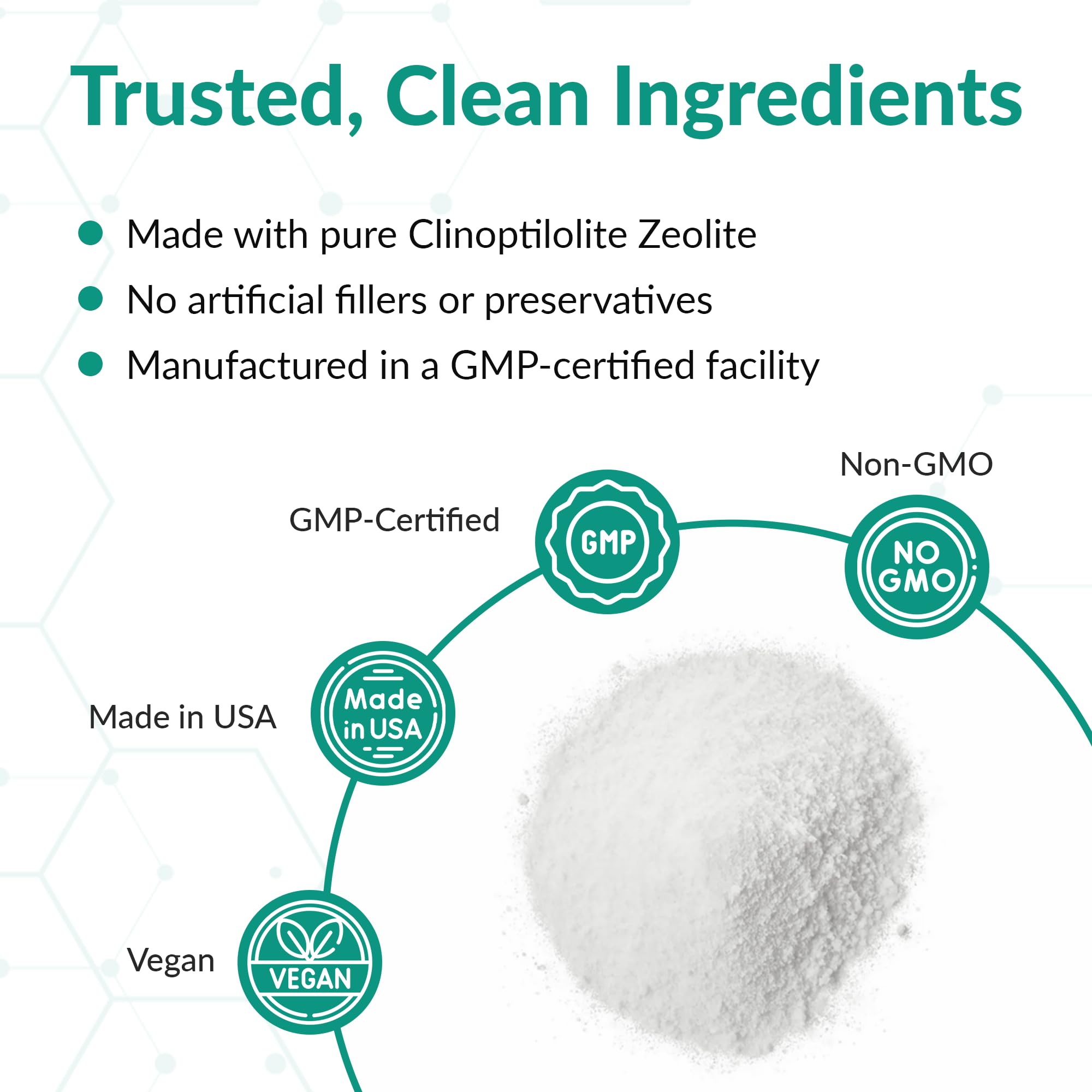 Organic Excellence Zeolite Clinoptilolite jar on kitchen counter for easy daily supplementation