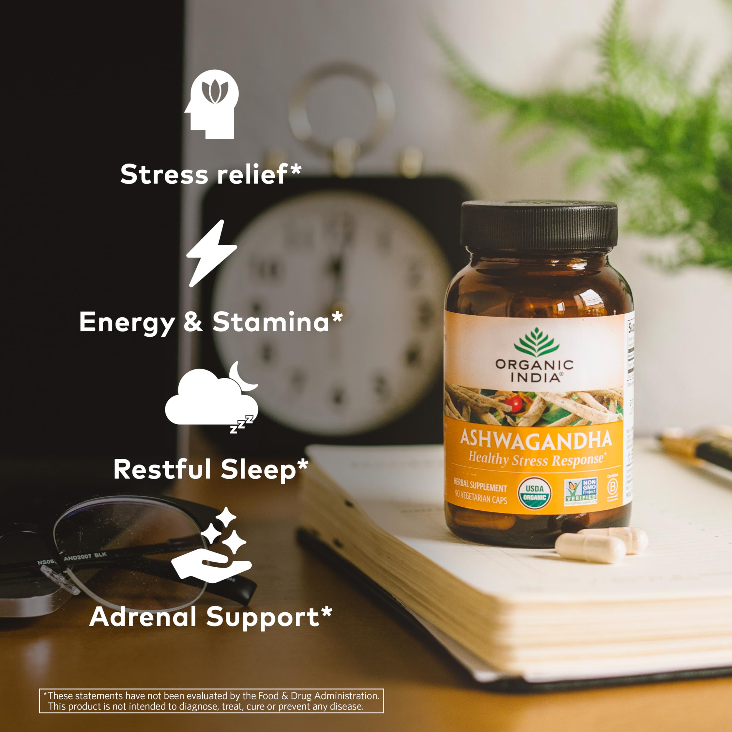 Organic India Ashwagandha capsules packaging box conveys trusted herbal wellness