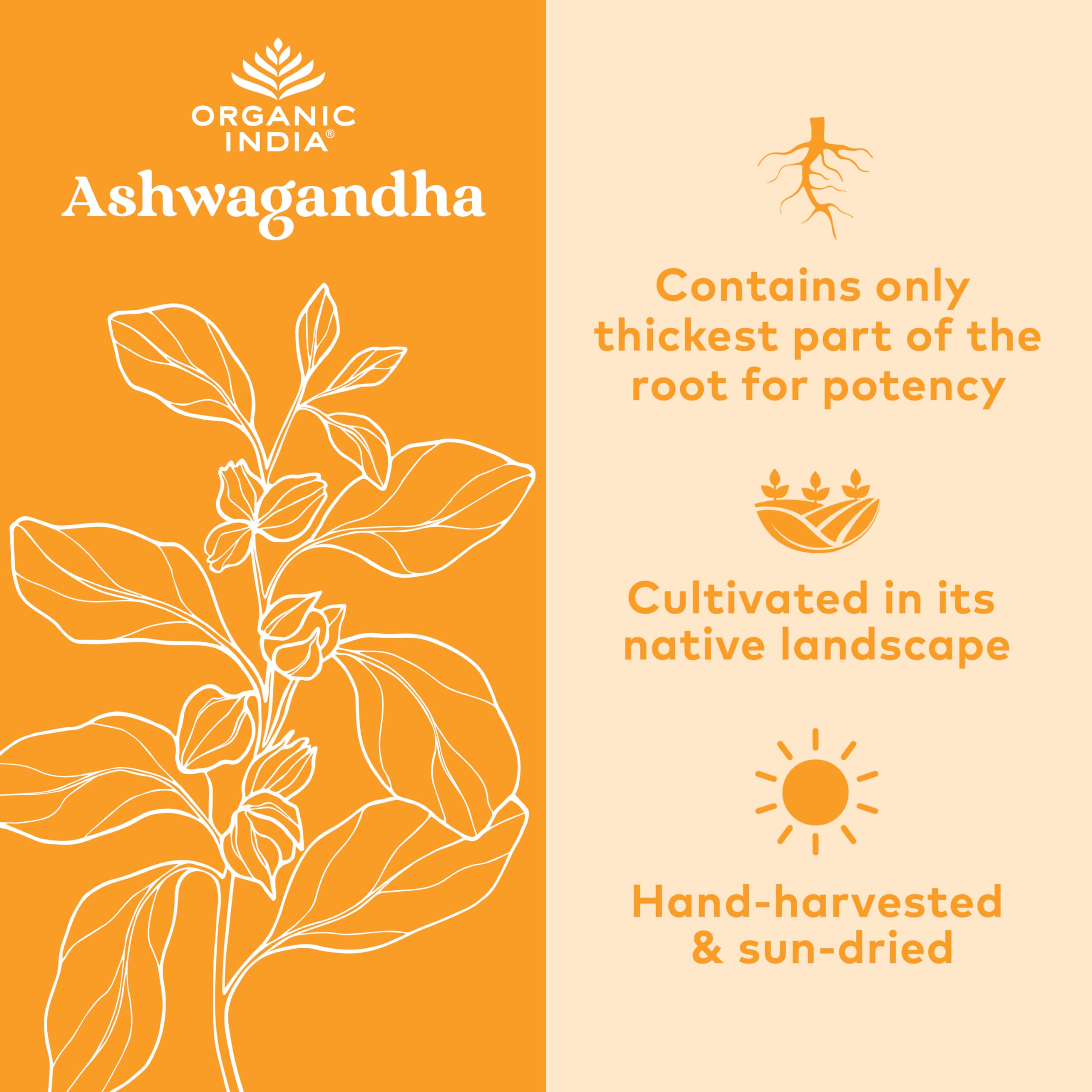 Organic India Ashwagandha capsules pour shot shows easy daily dosage