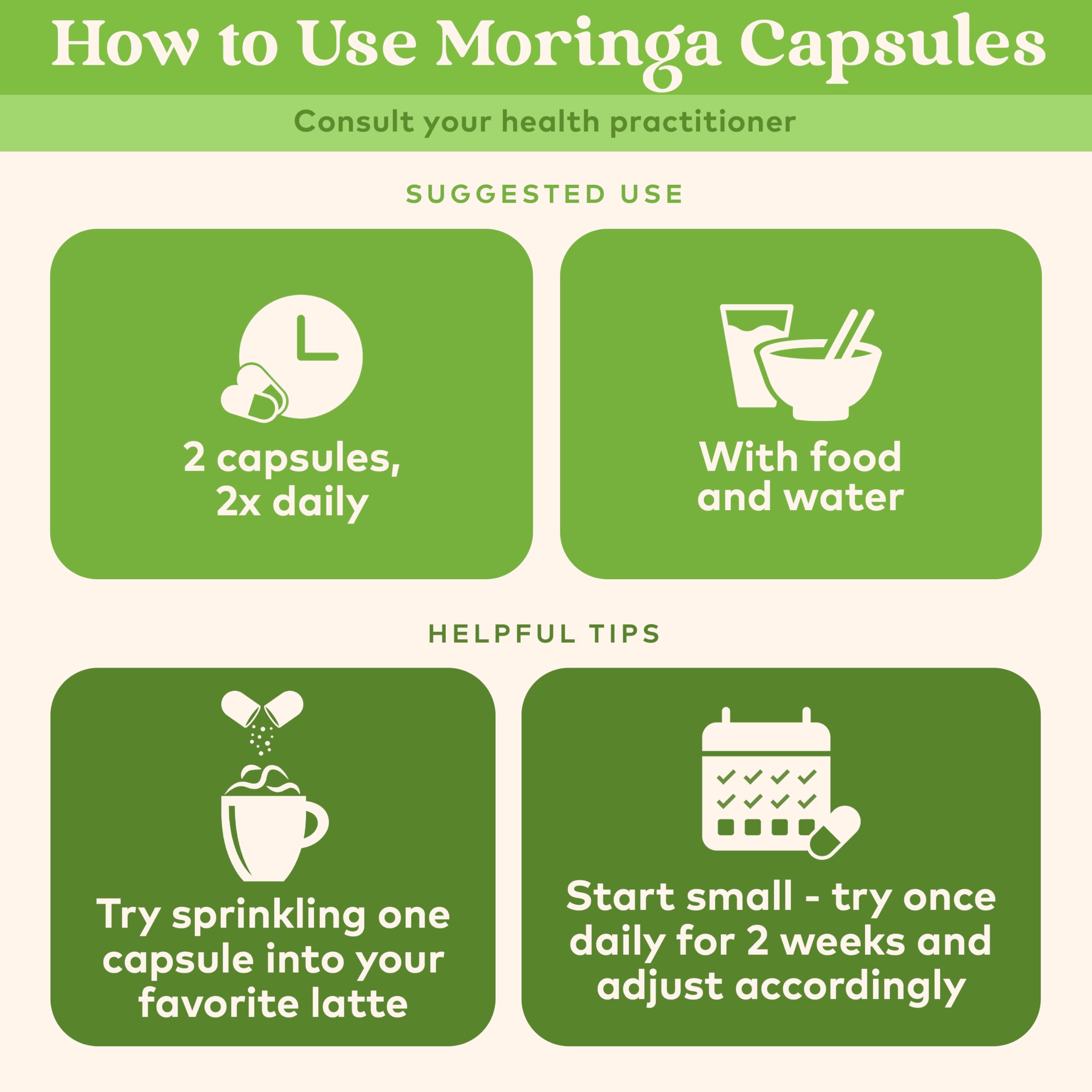 Organic India moringa capsules, digestive health and regularity focus.