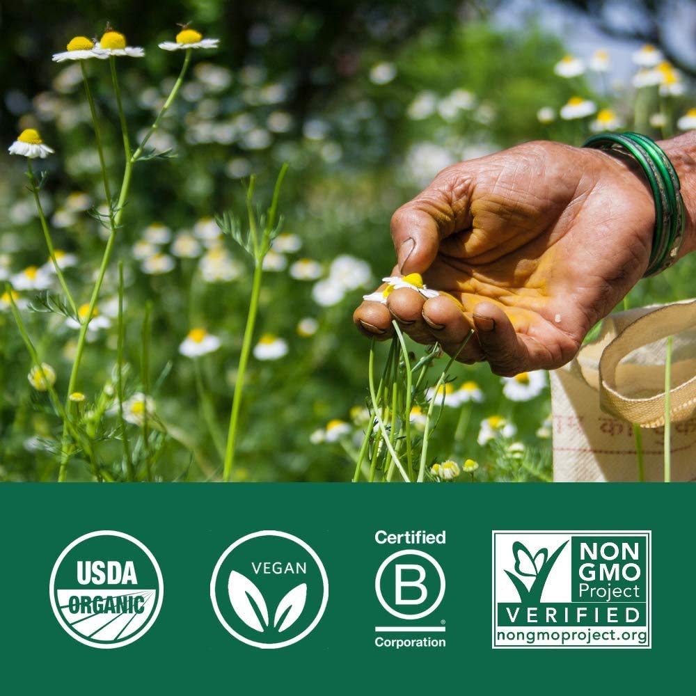 ORGANIC INDIA Neem capsules, label close-up with USDA Organic seal