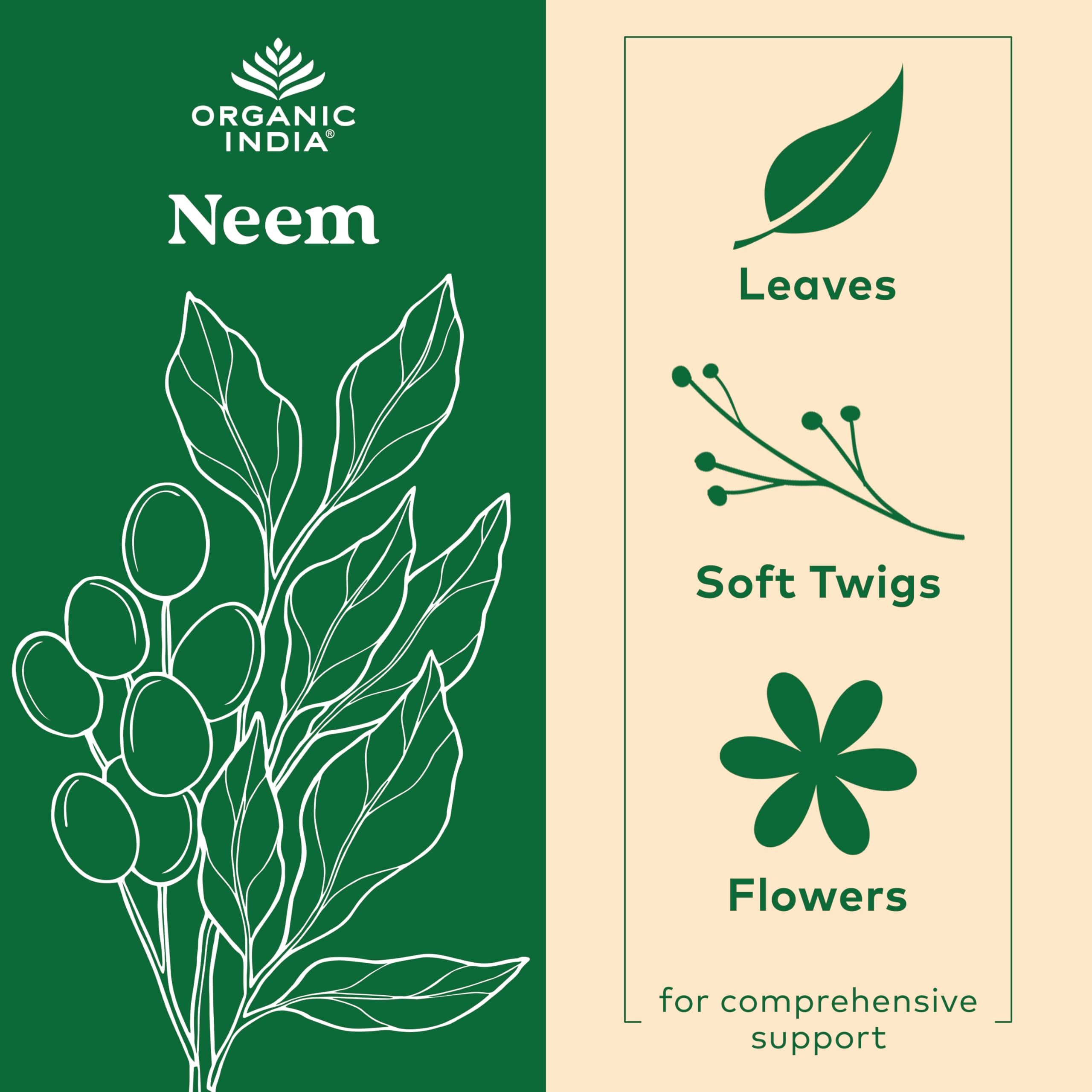Neem leaf capsules from Organic India ready for everyday skincare routine.
