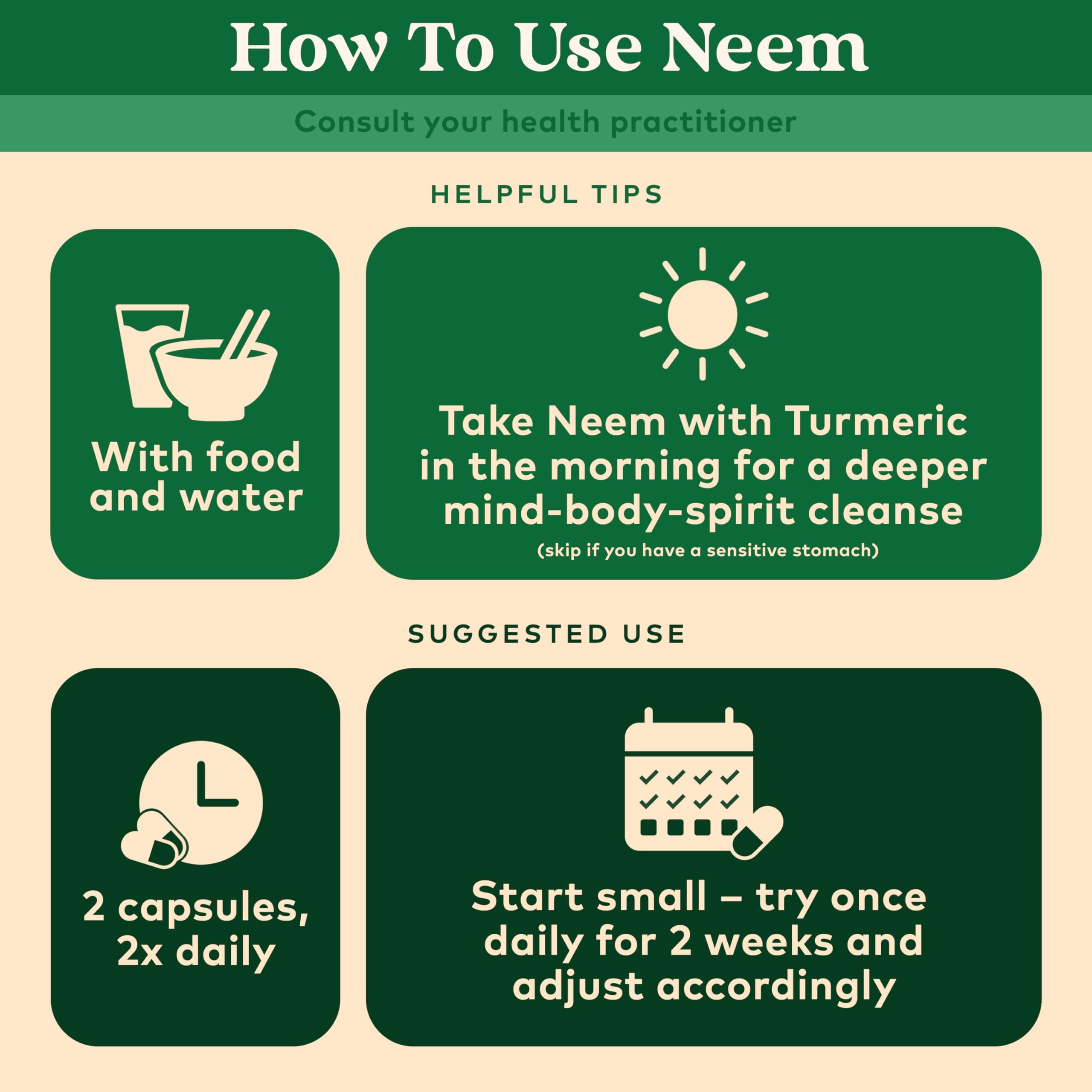 Glass jar and label from Organic India Neem Leaf Capsules suggest liver support.