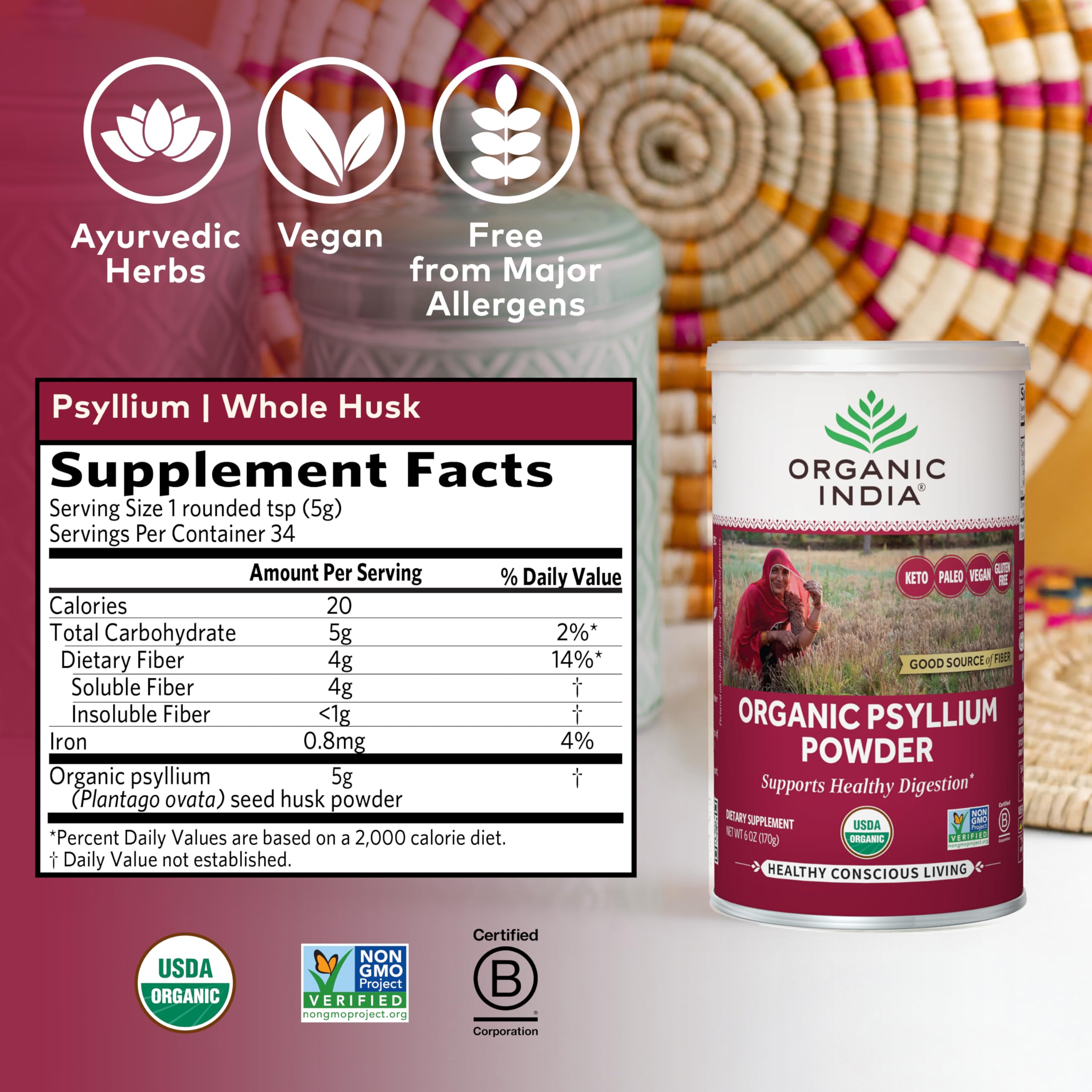 Psyllium powder blends into smoothie, showcasing convenient digestion support.