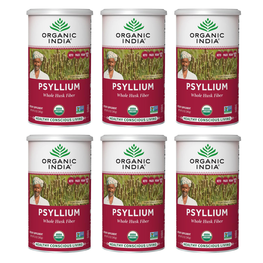 Organic India Psyllium powder made from whole husk fiber for gentle daily elimination