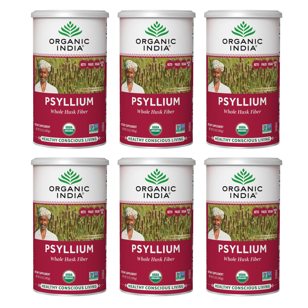 Organic India Psyllium powder made from whole husk fiber for gentle daily elimination