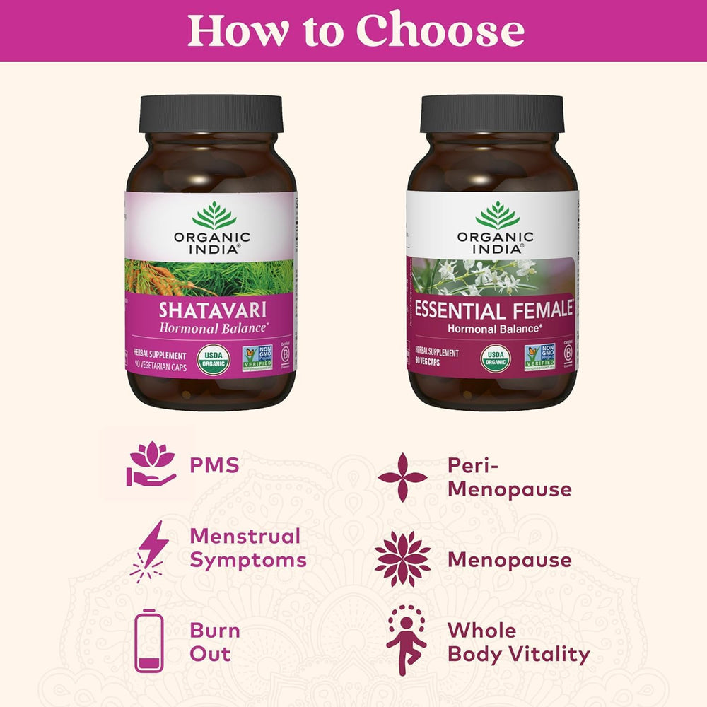 Organic India Shatavari capsules on a store shelf suggesting accessibility
