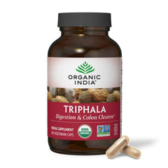 Triphala bottle on shelf signaling trusted Ayurvedic blend.