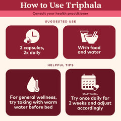 Box packaging of Organic India Triphala highlighting sustainability.