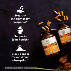 Organic India Turmeric Curcumin capsules closeup highlights capsule form and antioxidant potential