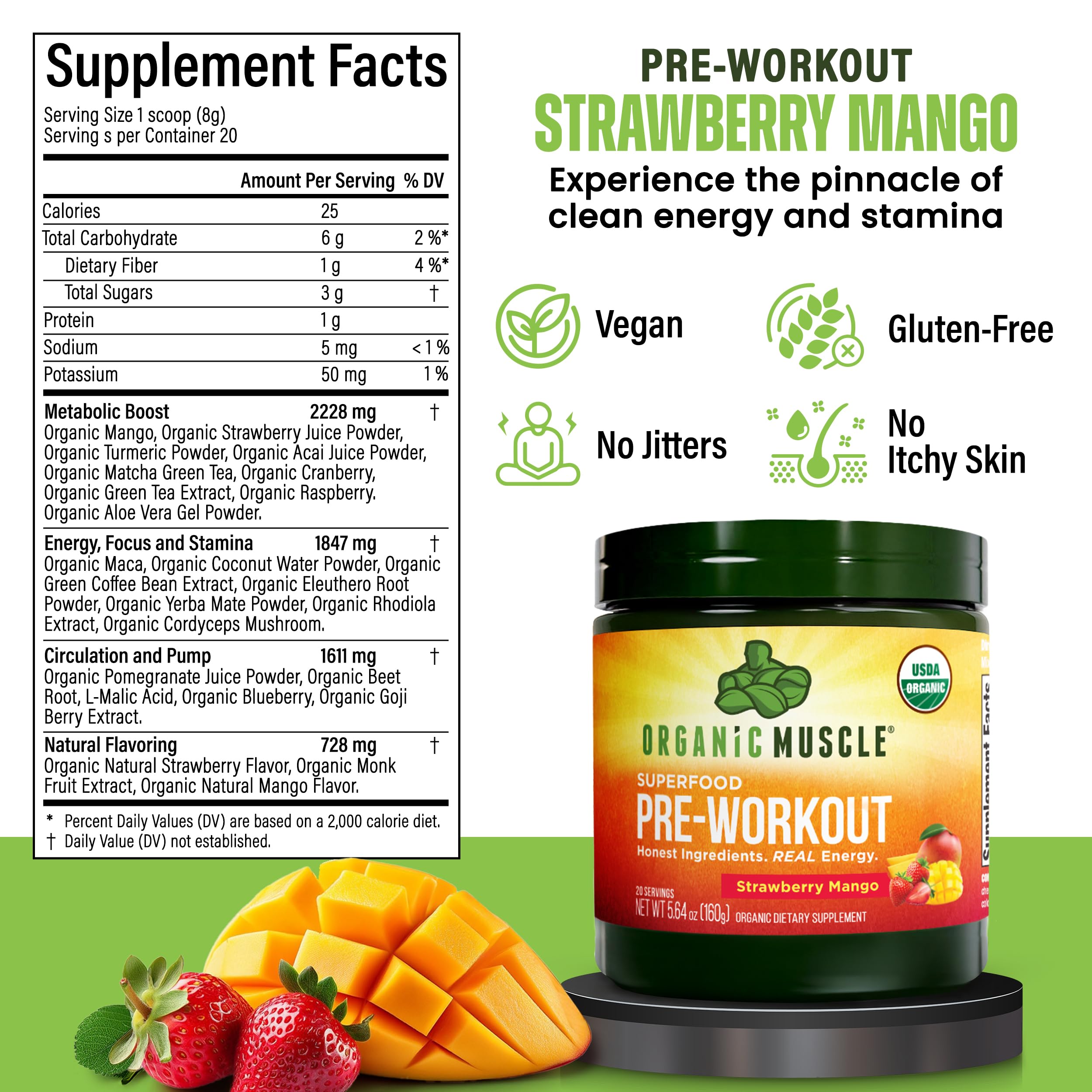Organic Muscle 20 superfoods blend image highlighting nutrient support