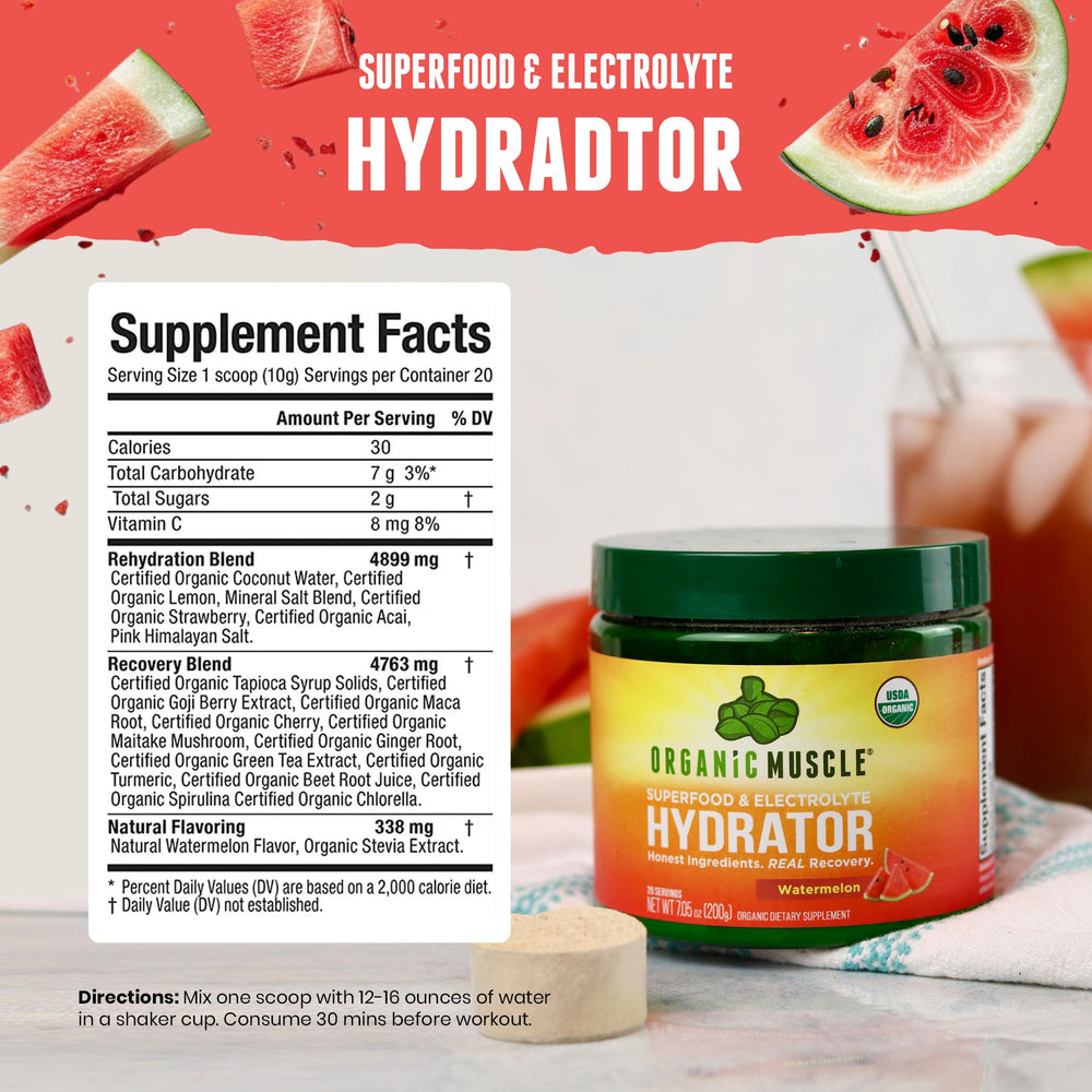 Organic Muscle Hydrator with coconut water electrolytes for natural mineral balance.