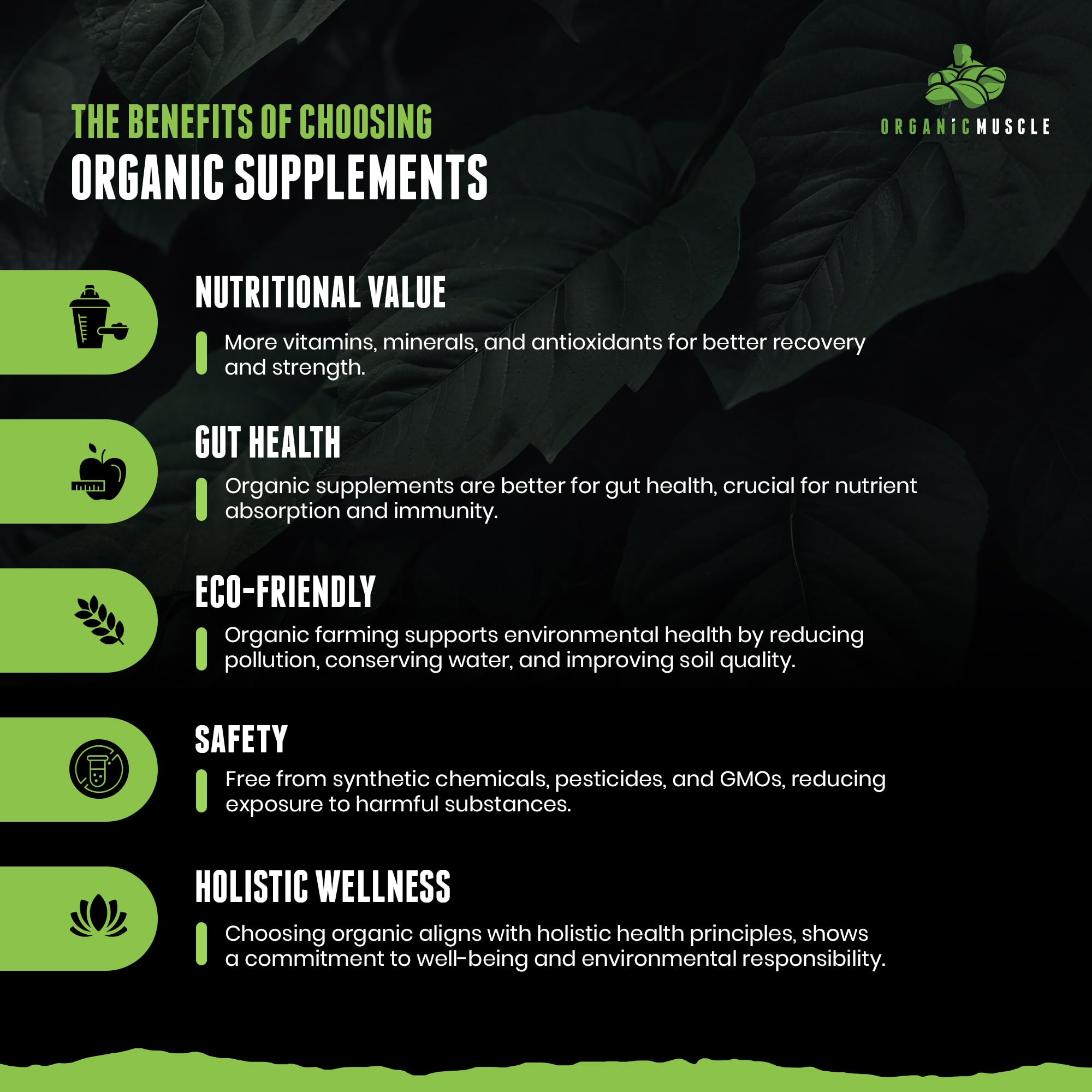 Label of natural caffeine source in Organic Muscle formula