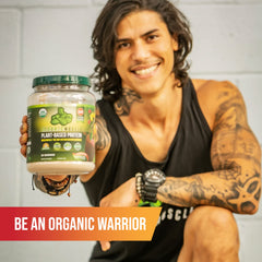 Lifestyle scene with athlete using Organic Muscle Super Greens post workout