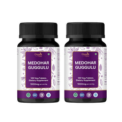 Organic Spree Medohar Guggulu bottle packaging suggests daily metabolism support.