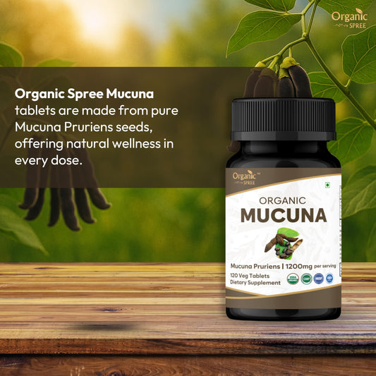 Organic Spree Mucuna three-bottle pack shown for convenient daily use.