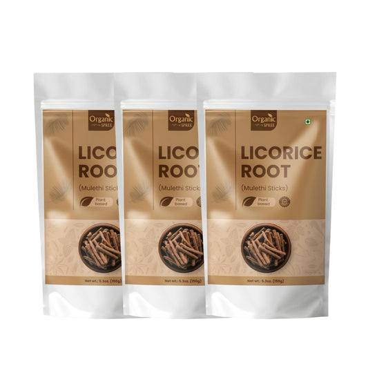 Organic Spree Mulethi sticks pack-3 – dried roots ideal for traditional brews.
