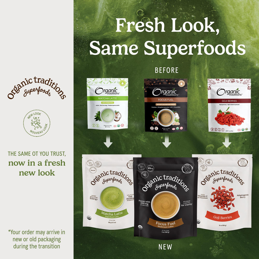 Organic Traditions Lion’s Mane Powder mixed into smoothie bowls for effortless daily routines.