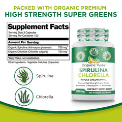 Organic Veda bottle front label highlights plant-based nutrition.