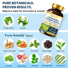 Close-up of FocusBotaniQ capsules highlighting the vegan formula.