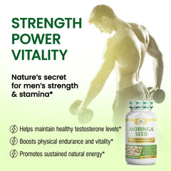 Organic Veda Moringa seed capsules showing energy boost during day.