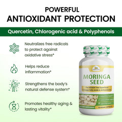 Organic Veda Moringa capsules for skin radiance, antioxidants supporting healthy glow.