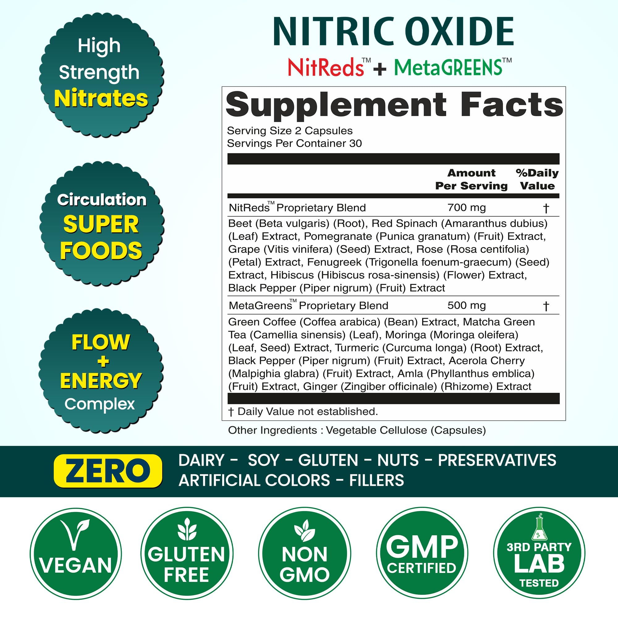 Organic Veda NitReds capsules closeup for daily circulation support