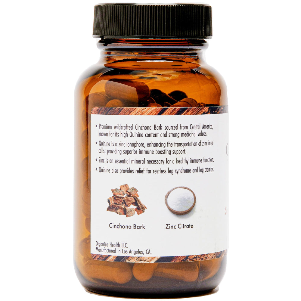 OrganicaHealth Quinine bottle pour illustrating easy daily use for occasional cramps.