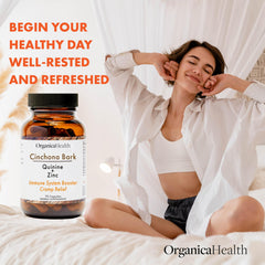 OrganicaHealth Quinine capsules beside spoon suggesting digestive comfort through traditional use.