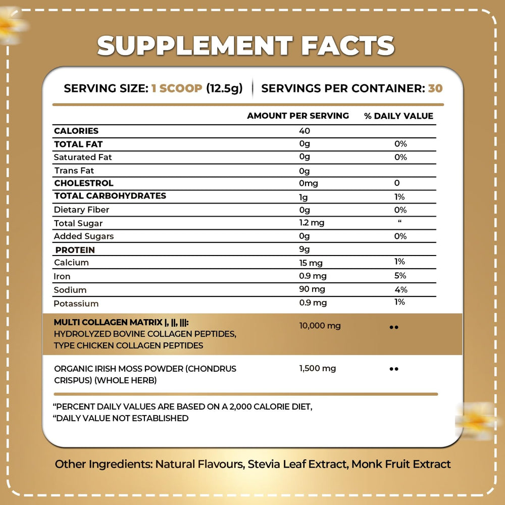 ORGANICS NATURE collagen peptides with Irish Sea Moss ready to mix into smoothies for daily vitality.