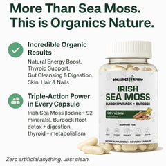 ORGANICS NATURE Irish Sea Moss capsules daily-use for wellness.