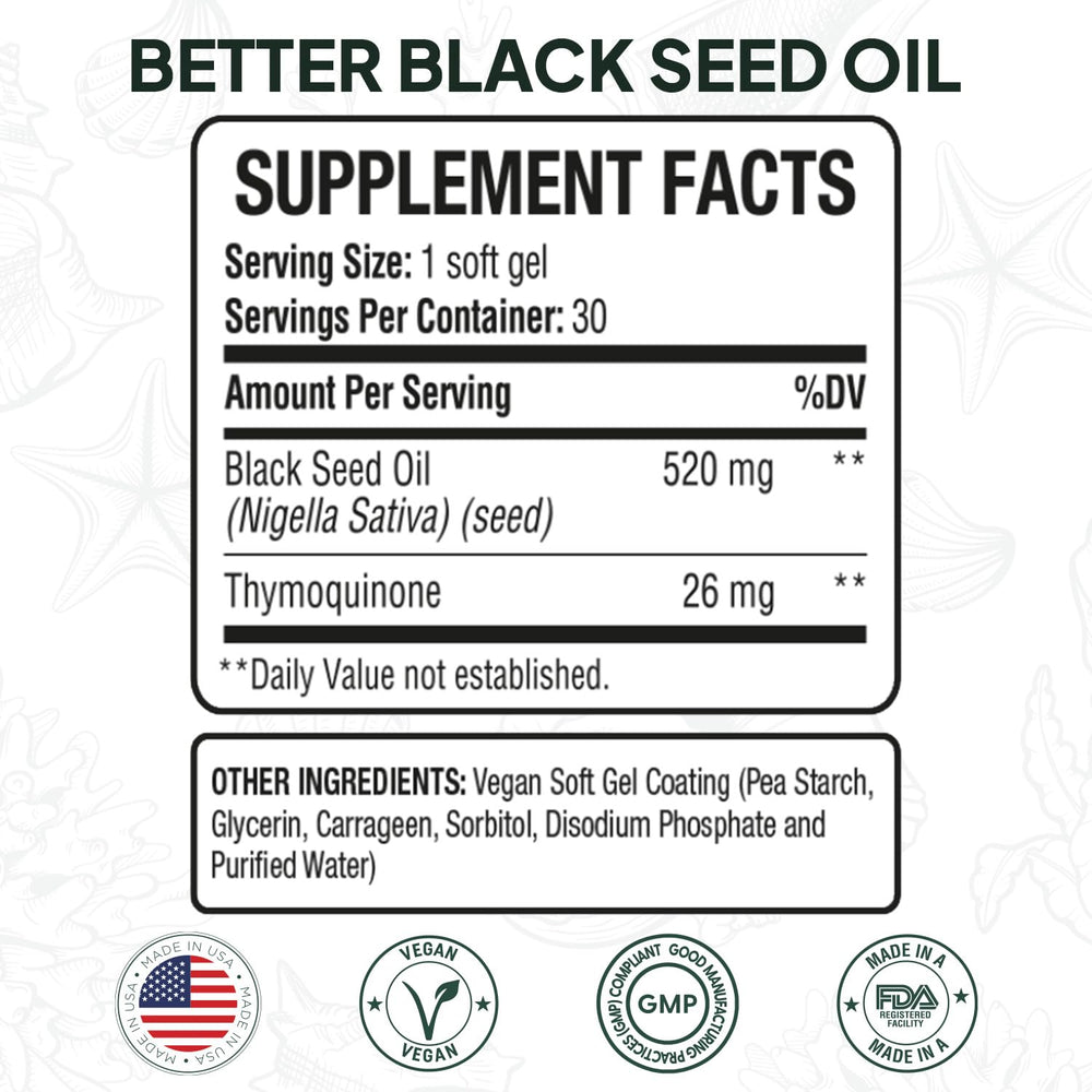 Organics Ocean Better Black Seed Oil bottle pour illustrates easy daily use.