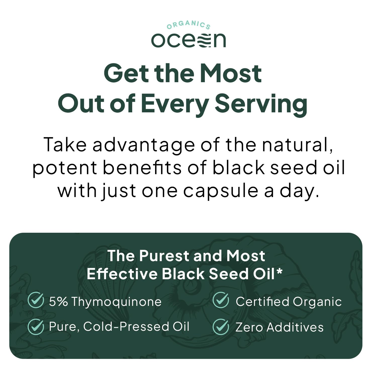 Organics Ocean Better Black Seed Oil on a morning setup suggests daily supplement routine.