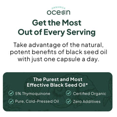 Organics Ocean Better Black Seed Oil on a morning setup suggests daily supplement routine.