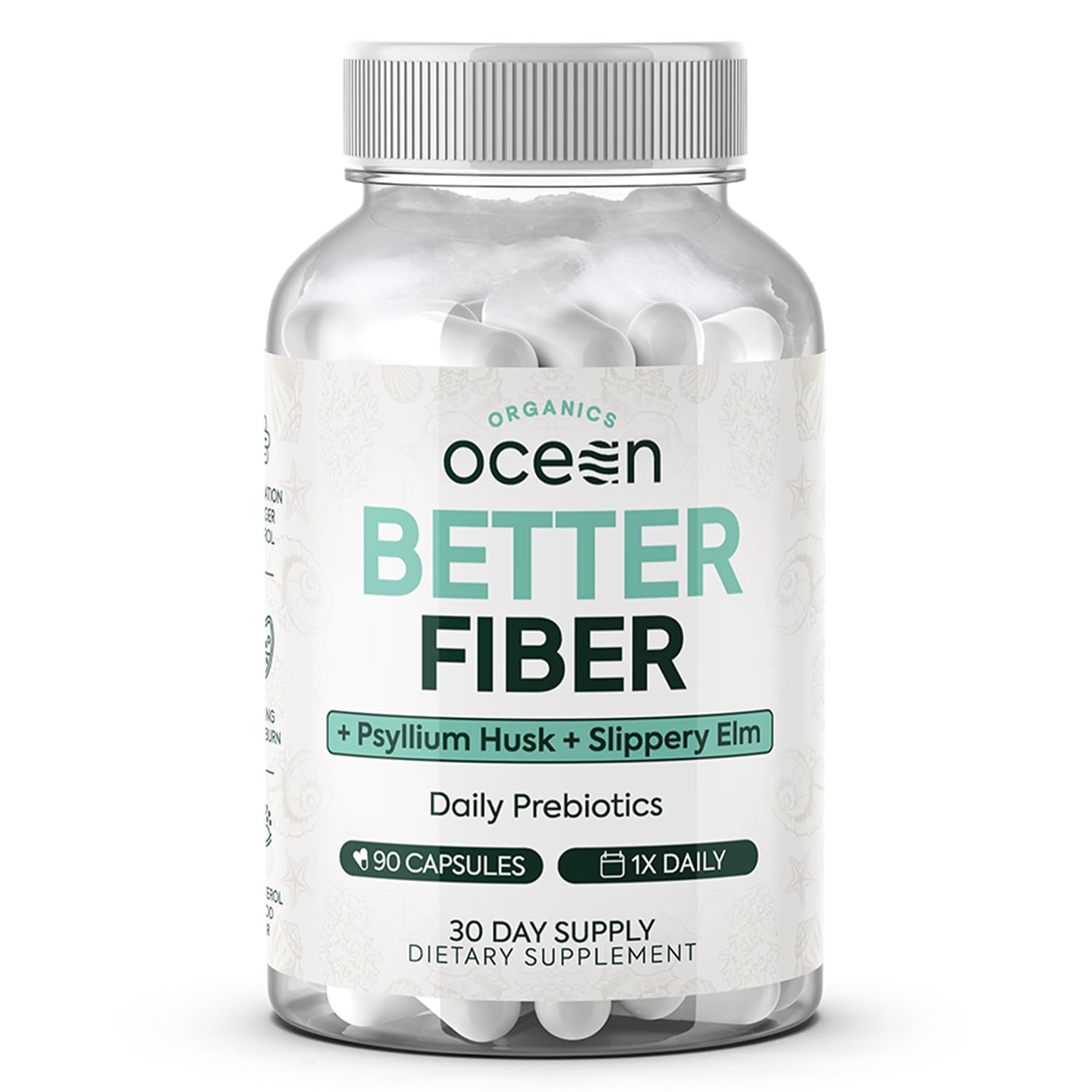 Organics Ocean Better Fiber bottle promotes regularity and gentle digestion.