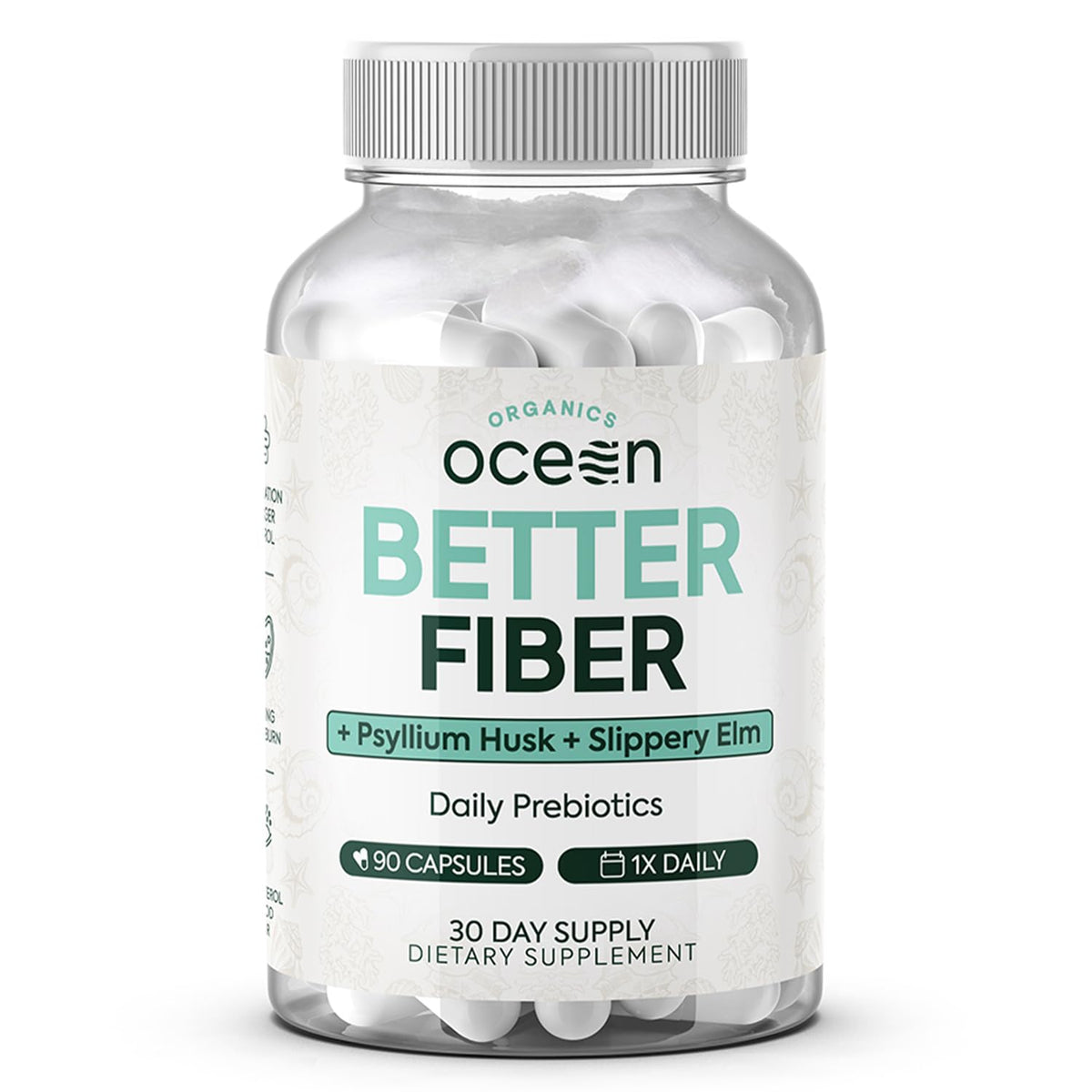 Organics Ocean Better Fiber bottle promotes regularity and gentle digestion.