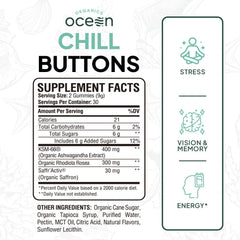 Organics Ocean Chill Buttons with Rhodiola for improved focus and energy.