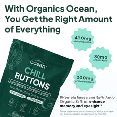 Organics Ocean Chill Buttons saffron for mood and focus support.