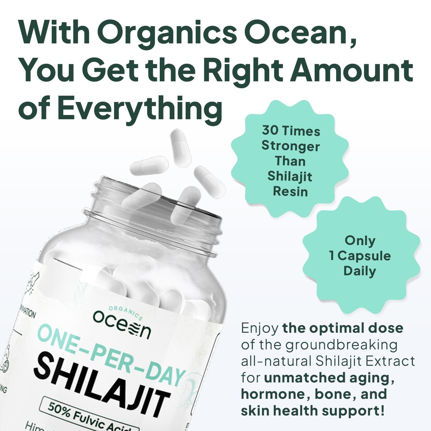 Organics Ocean Fulvic acid content label highlights mineral profile