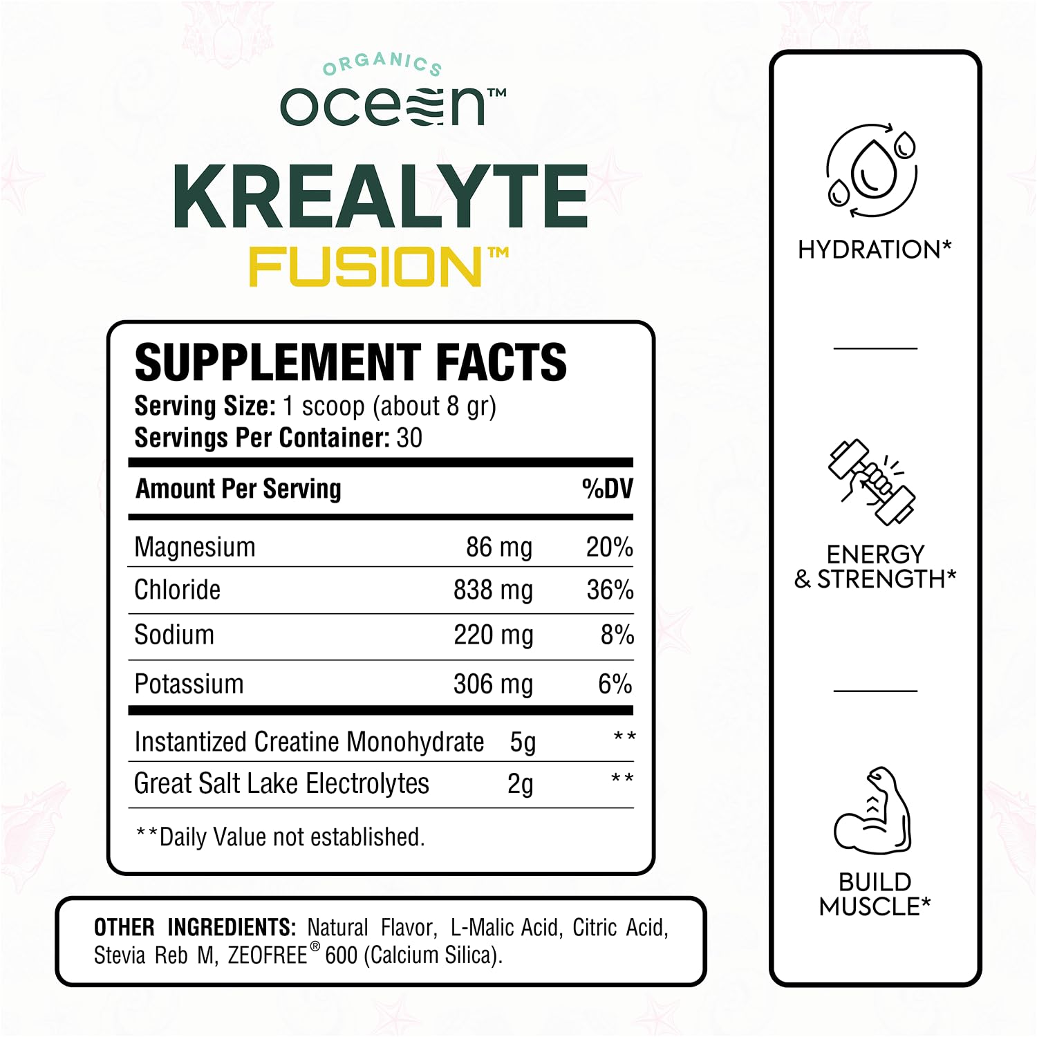 Organics Ocean Krealyte Fusion instantized powder dissolves quickly in water