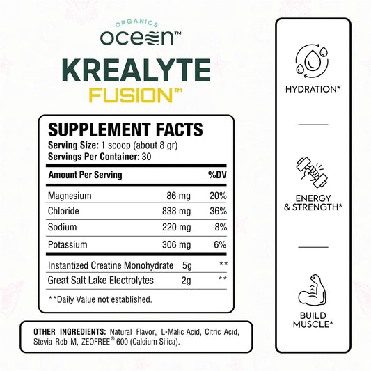 Organics Ocean Krealyte Fusion instantized powder dissolves quickly in water