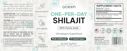 Organics Ocean Shilajit capsule close-up emphasizing simple daily dosing