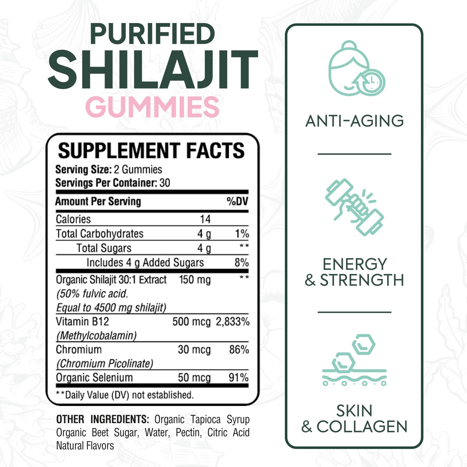 Organics Ocean Shilajit Gummies black cherry flavor offering delicious daily energy support.